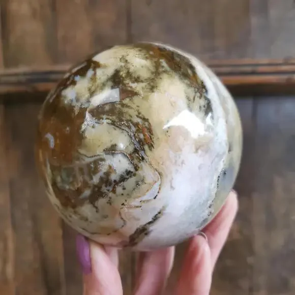 Ocean Jasper Large Sphere with Druzy Cave 986 Grams 90mm
